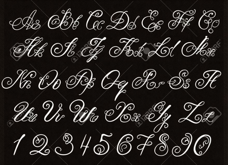 Вектор рисованной каллиграфические Алфавит рисованной буквы
