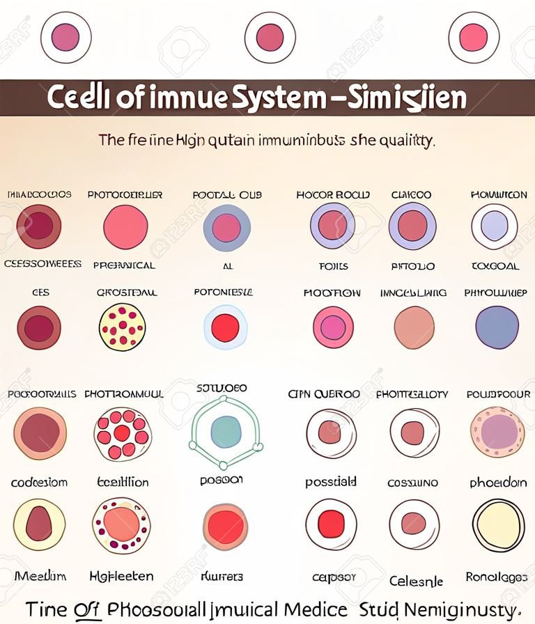免疫系統的細胞。醫療福利，免疫學方面的研究。設計元素。