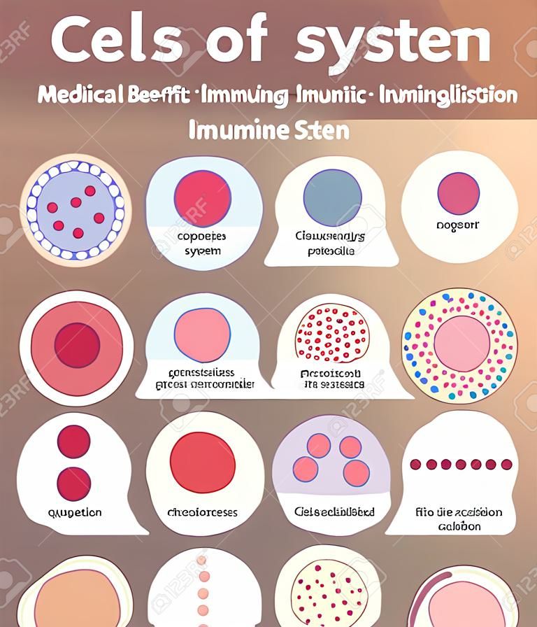 免疫系統的細胞。醫療福利，免疫學方面的研究。設計元素。