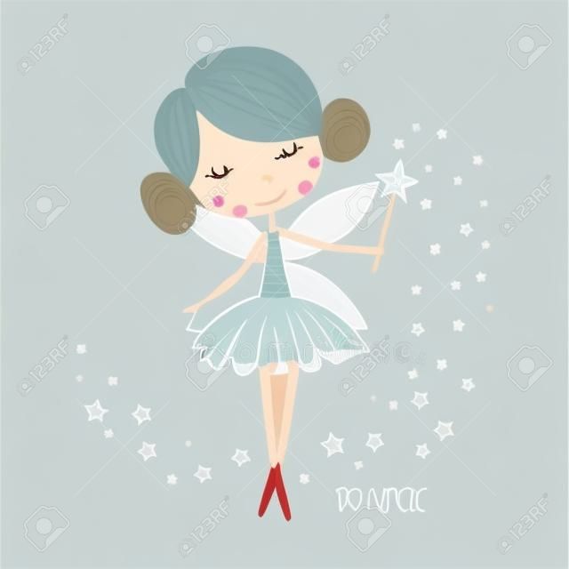 Cute little fairy. Nursery vector  illustration. Can be used for kid's clothing. Use for print design, surface design, fashion kids wear