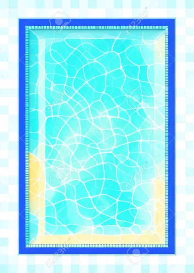 Summer background. Swimming pool bottom caustics ripple and flow with waves background. Overhead view. Texture of water surface. Vector background.