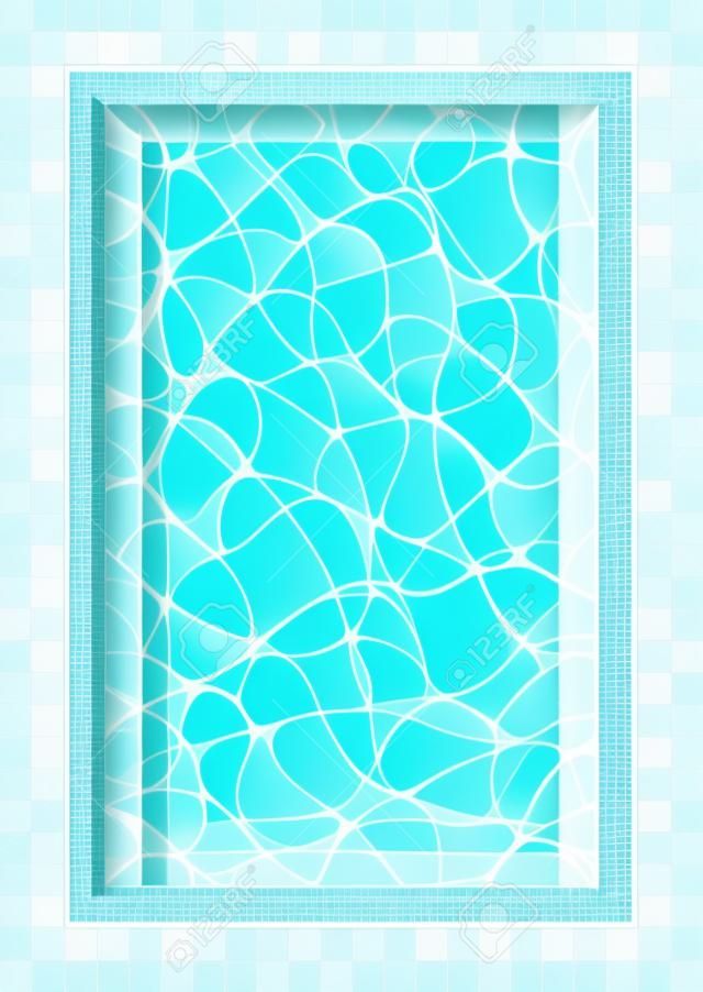 Summer background. Swimming pool bottom caustics ripple and flow with waves background. Overhead view. Texture of water surface. Vector background.