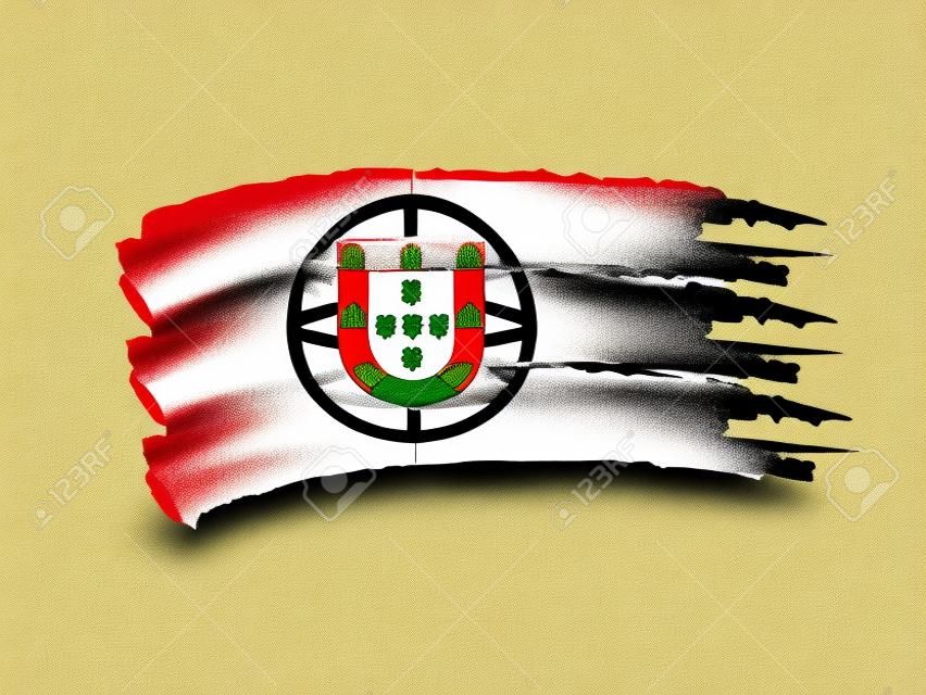 Ilustración de la mano aislada elaborado bandera portuguesa