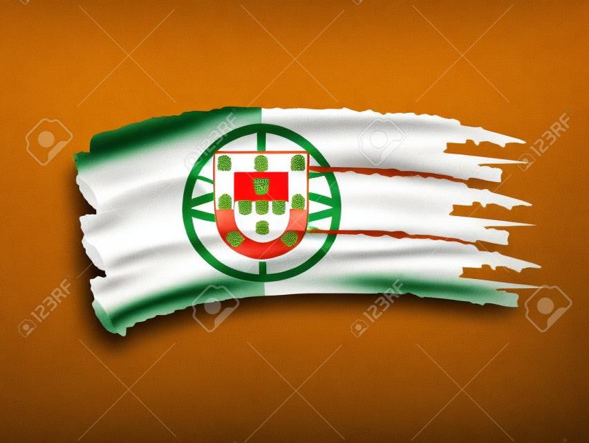 Ilustración de la mano aislada elaborado bandera portuguesa