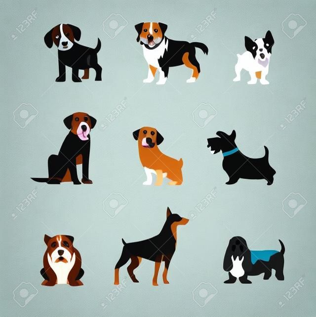 Dogs vector set of icons and illustrations