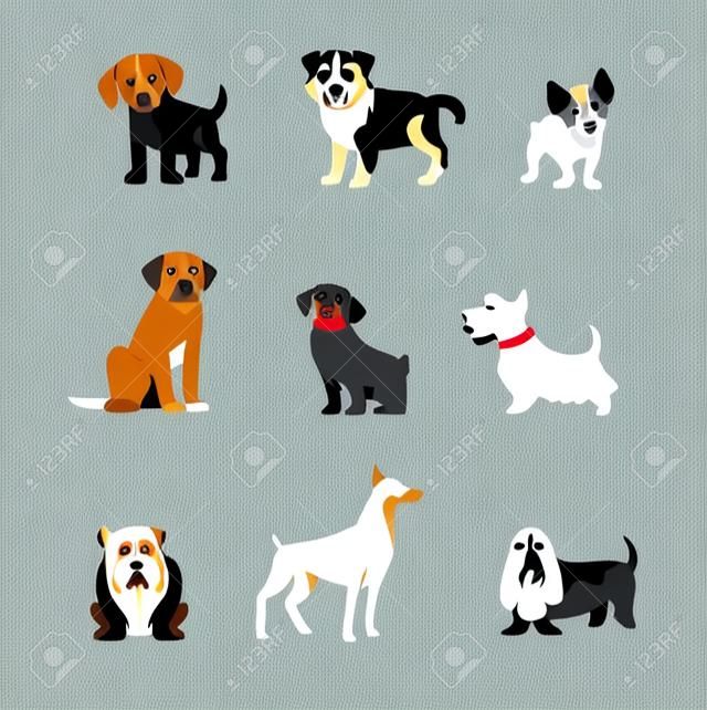 Cães vector conjunto de ícones e ilustrações