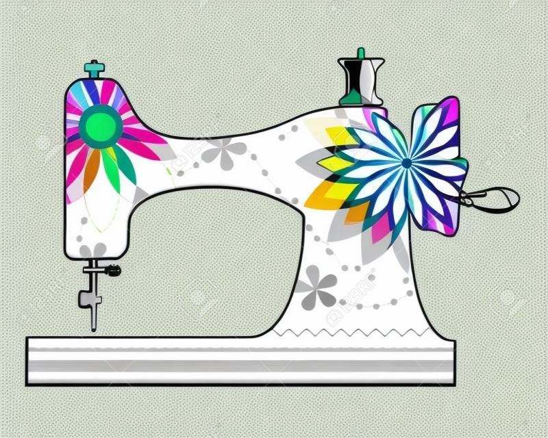 Vector sewing machine colorful