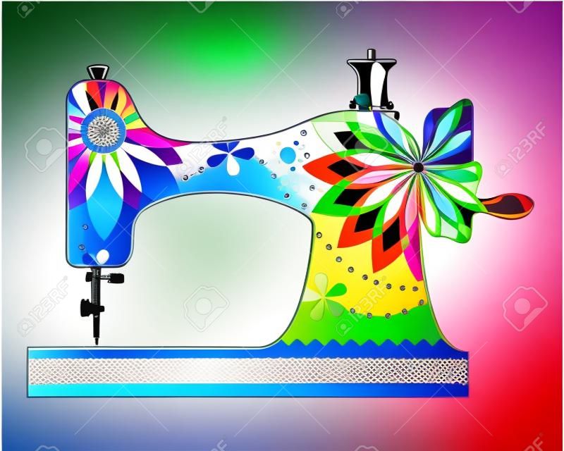 Vector sewing machine colorful