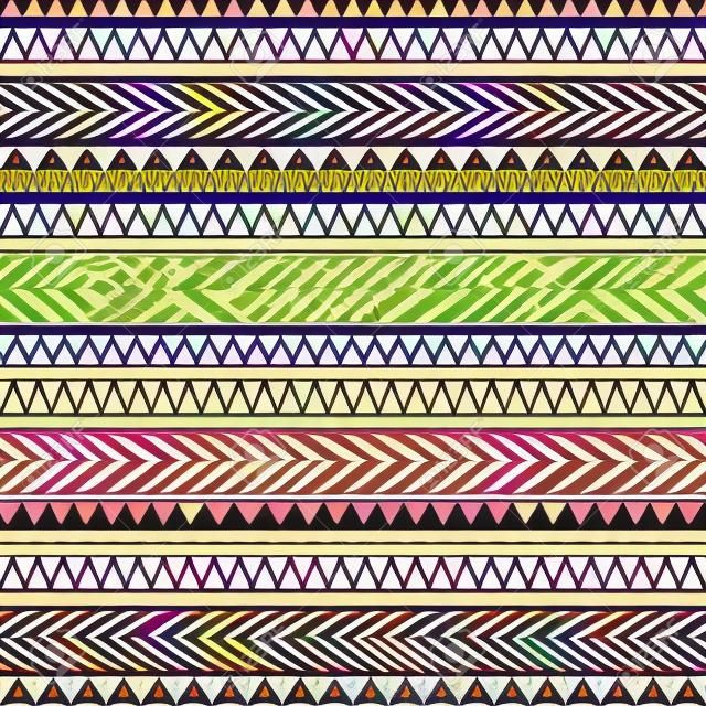 Seamless vector tribal texture. Tribal vector pattern. Colorful ethnic striped pattern. Geometric borders. Traditional ornament. Hand drawn abstract backdrop. Wallpaper for pattern fills, web page
