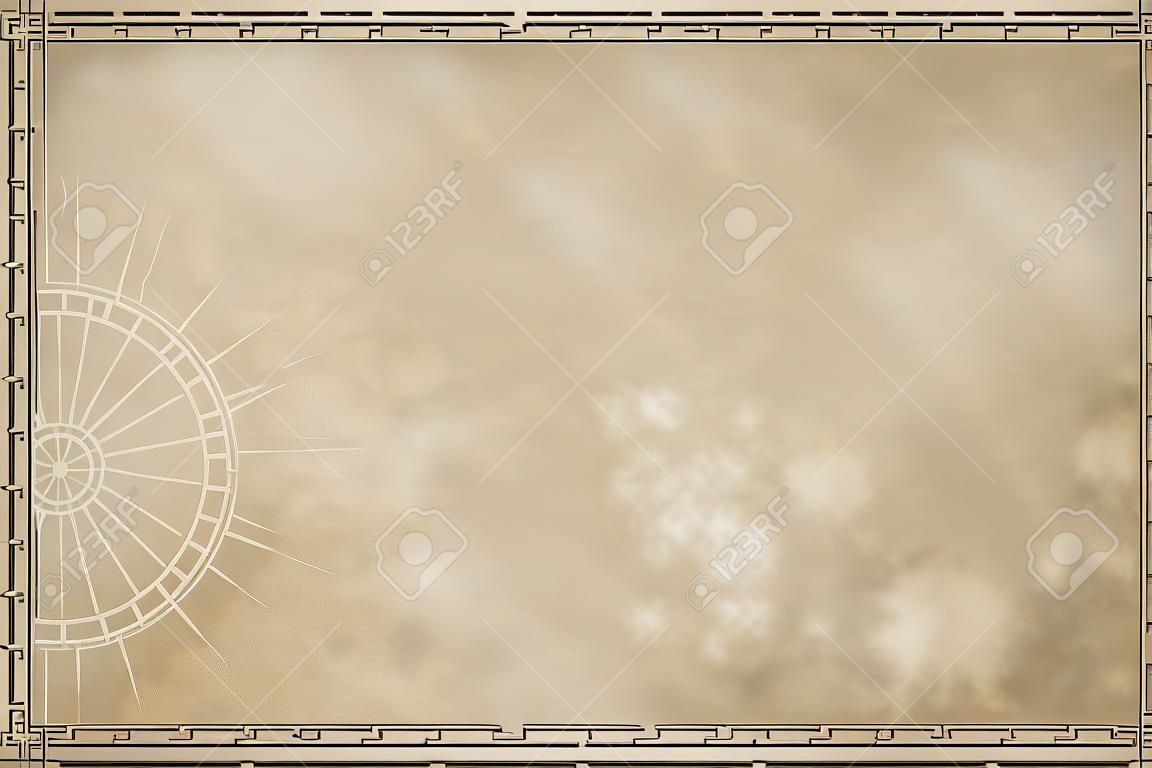 Uma imagem de um pergaminho de mapa antigo em branco