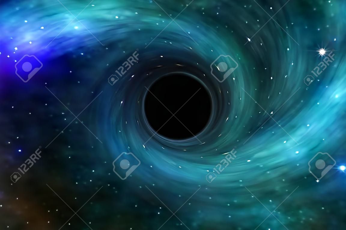 2d ilustracją głębokiej przestrzeni kosmicznej czarnej dziury