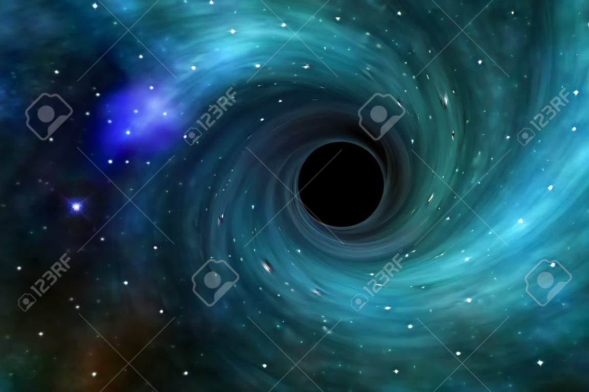 깊은 공간 블랙홀의 2D 그림