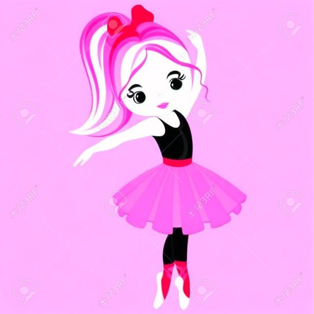 벡터 귀여운 작은 발레리 나 춤. 벡터 발레리 나 소녀 핑크 투투 드레스입니다. 발레리나 벡터 일러스트 레이션