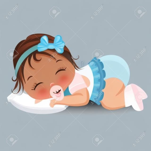 ベクトルのかわいい女の子が眠っています。ベクトルの女の子.赤ちゃんの女の子のベクトル図