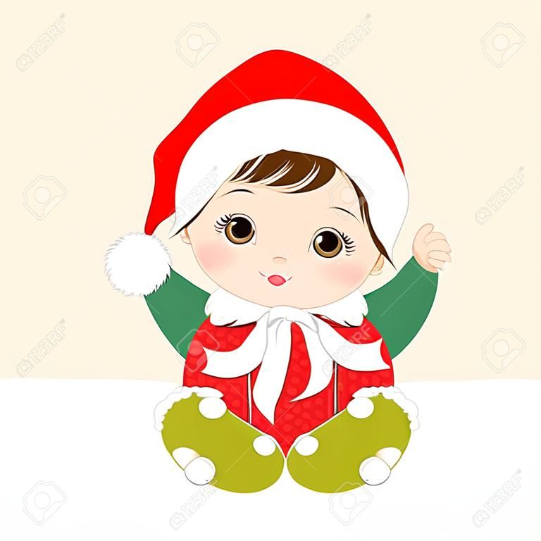 carino piccolo neonato che indossa abiti di Natale.