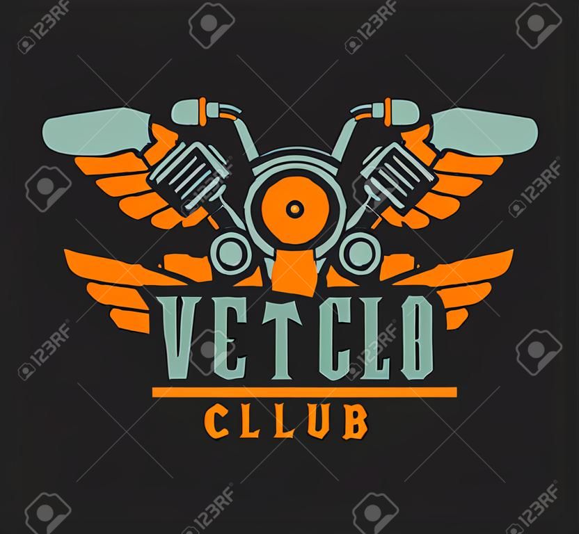 vector motorcycle club emblem retro bike with wings on a black background