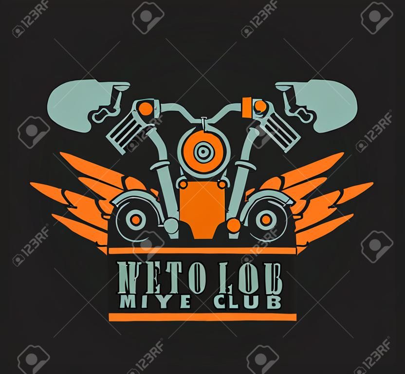 vector motorcycle club emblem retro bike with wings on a black background