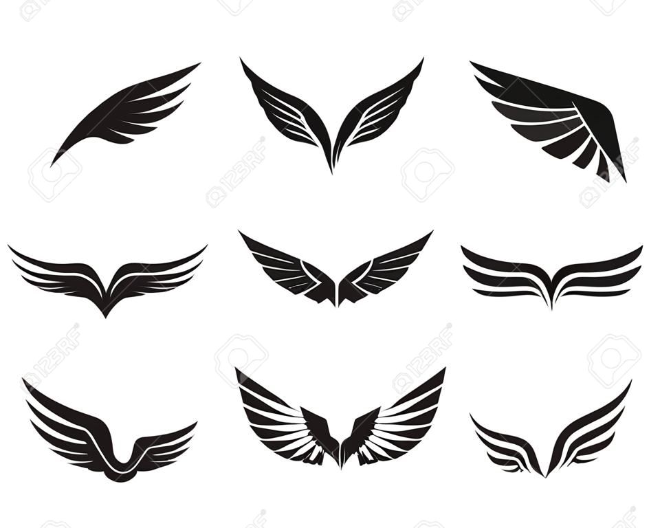 Vector de plantilla de negocio de logotipo y símbolo de ala