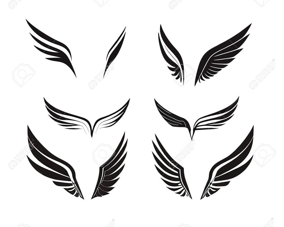 Vector de plantilla de negocio de logotipo y símbolo de ala