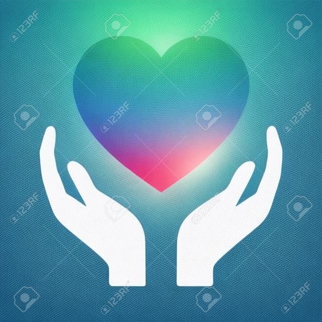 Gesundheitswesen Hände, die Herzen Flach Symbol für Apps und Website
