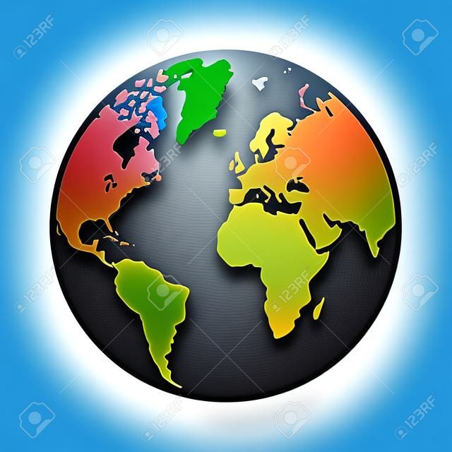 世界地图应用程序和网站的平面图标