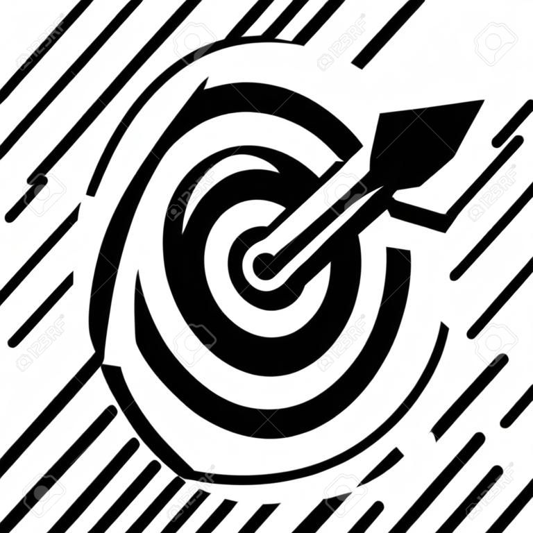 Alvo bullseye com ícone de arte de linha de seta para aplicativos e sites