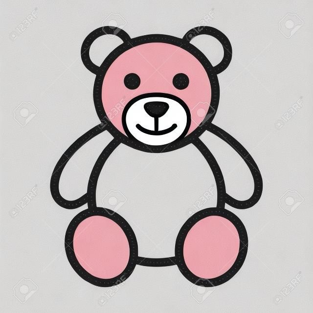 Teddy bear plush toy line art icon for apps and websites