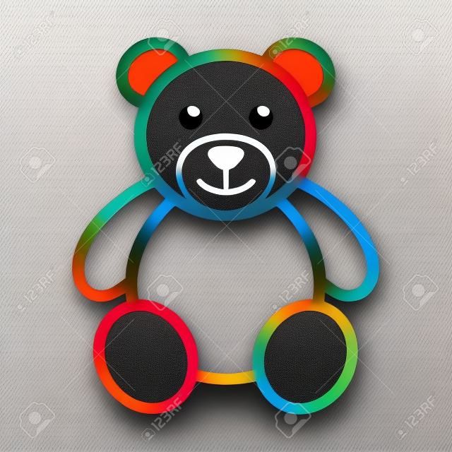 Oso de peluche del icono del arte línea de juguetes de peluche para aplicaciones y sitios web