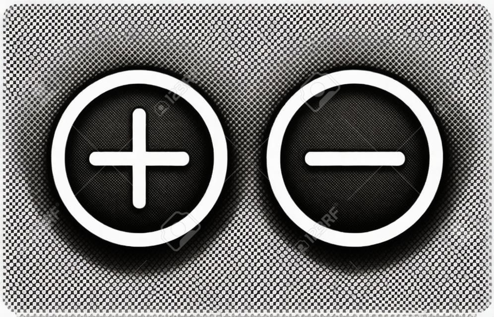 Plus and minus or add and subtract line art icon for apps and websites.