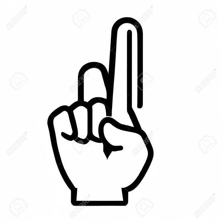 Hand with number 1  one finger line art icon for apps and websites