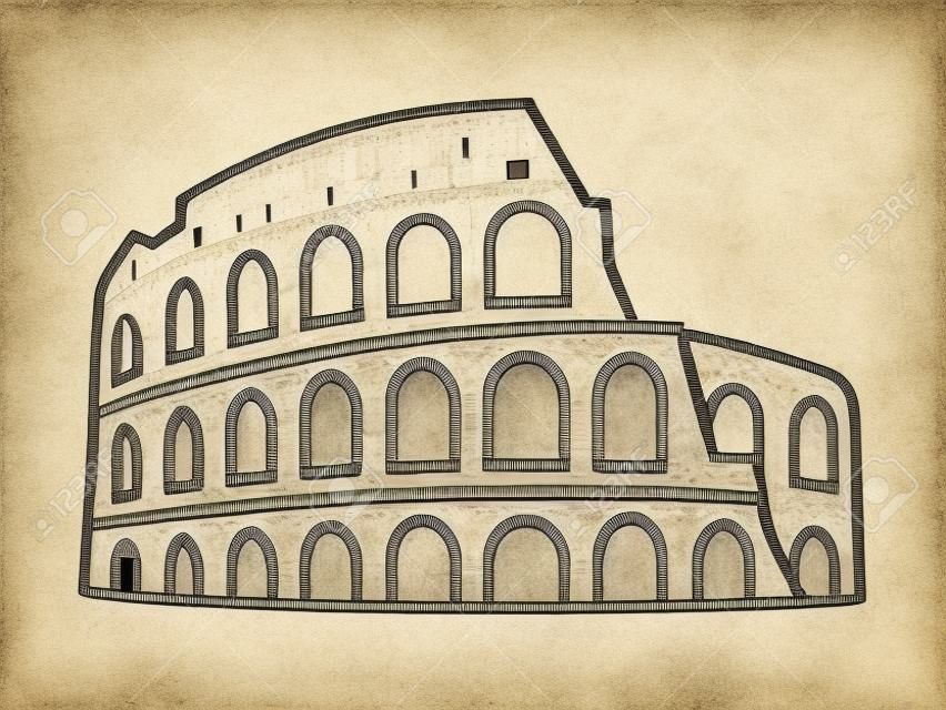Колизей Колизей в Риме, Италия линии искусства значок для туристических приложений и веб-сайтов