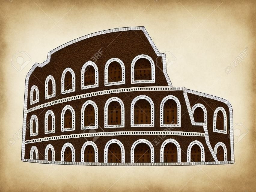 Colosseum Colosseum Róma, Olaszország line art ikon utazási alkalmazások és weboldalak