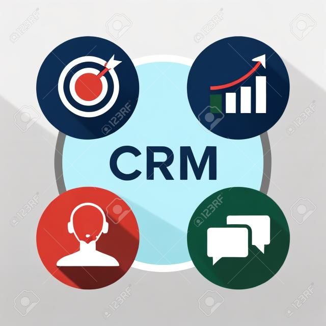 CRM - Customer Relationship Management flache Farbe Symbol für Anwendungen und Websites