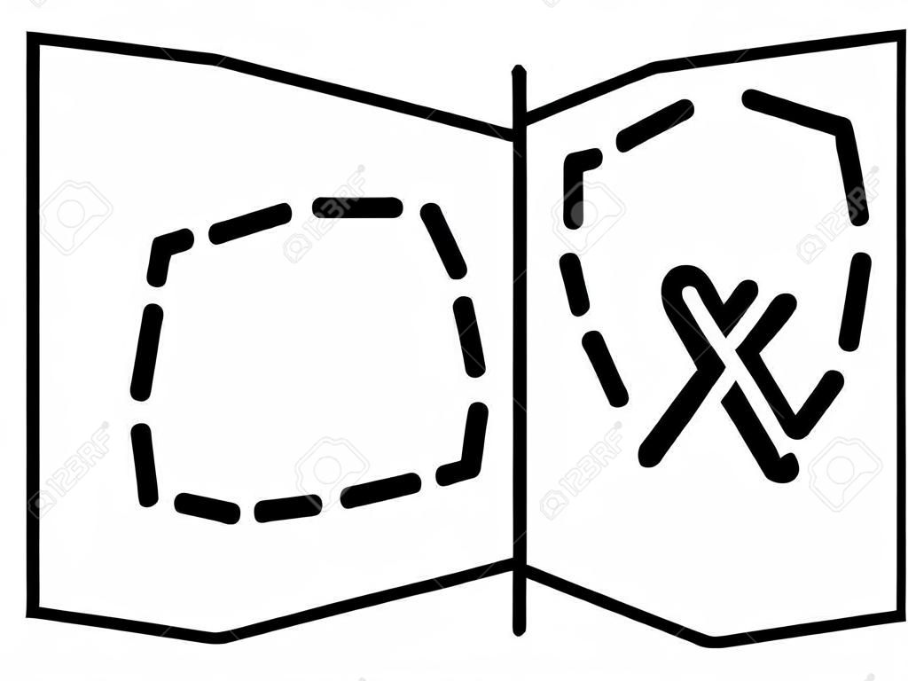carte au trésor avec un trésor caché marqués d'une ligne icône de l'art de x pour les applications et les sites Web