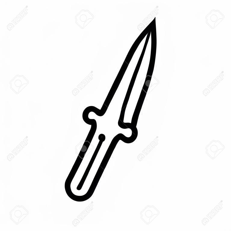 短剣やゲームや web サイトのライン アート アイコンを刺しの短いナイフ
