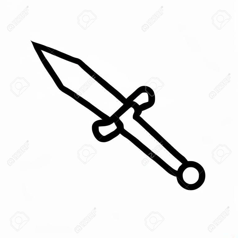 短剣やゲームや web サイトのライン アート アイコンを刺しの短いナイフ