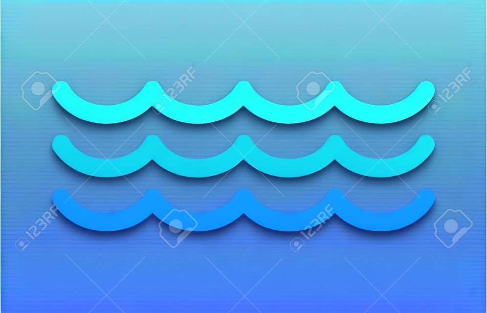 Ocean fale wody morskiej linii sztuki ikony dla aplikacji i stron internetowych