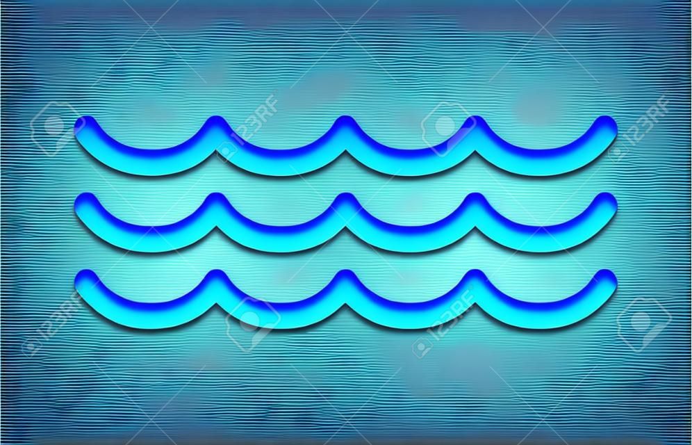 Ocean fale wody morskiej linii sztuki ikony dla aplikacji i stron internetowych