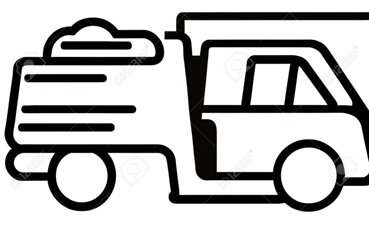 Icona di vettore di linea di camion di consegna di spedizione in rapido movimento per app di trasporto e siti Web