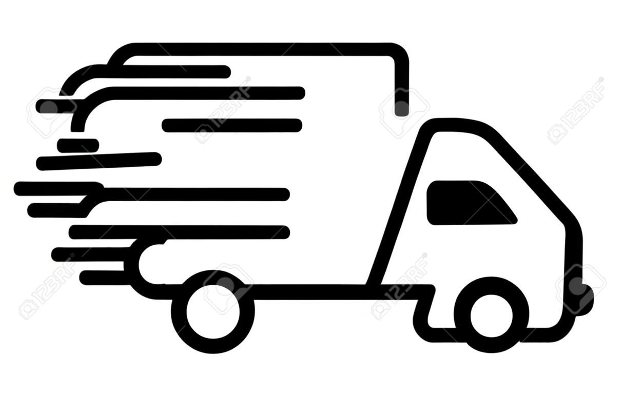 Schnelllebiges Versand-LKW-Linien-Vektorsymbol für Transport-Apps und -Websites
