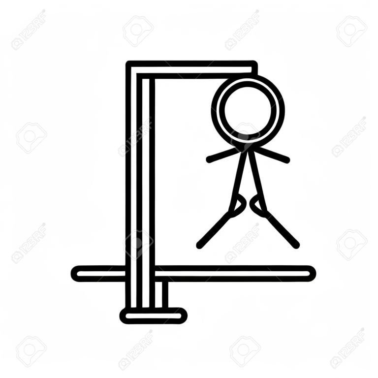 Hangman ou pendurar homem adivinhando ícone de jogo linha arte vector ícone para aplicativos e sites