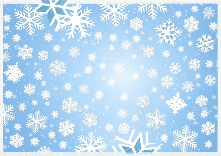 Winterkarte mit Schneeflocken. Vektor Papier Abbildung.