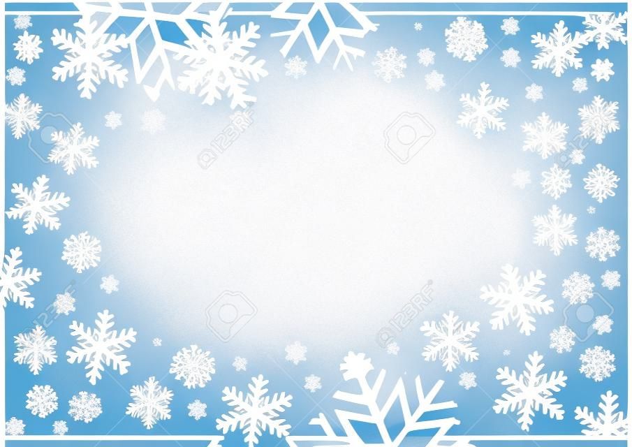 冬季卡與雪花。矢量紙圖。
