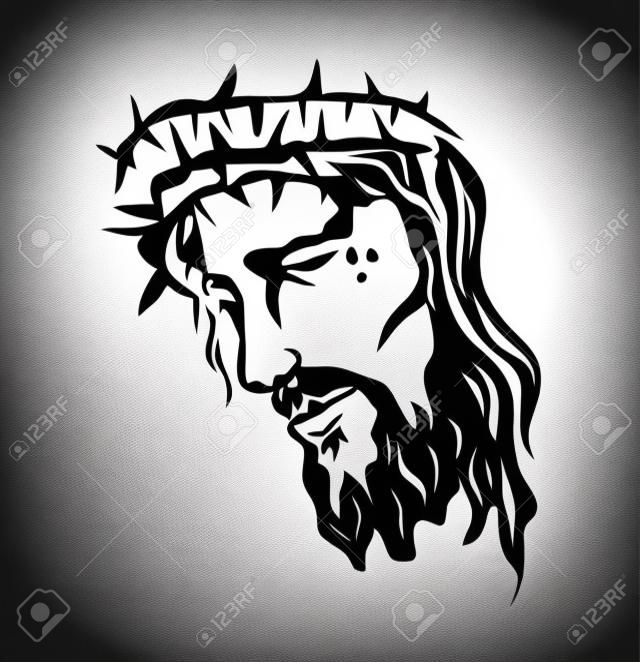 Visage de Jésus-Christ, conception de dessin de croquis de vecteur d'art