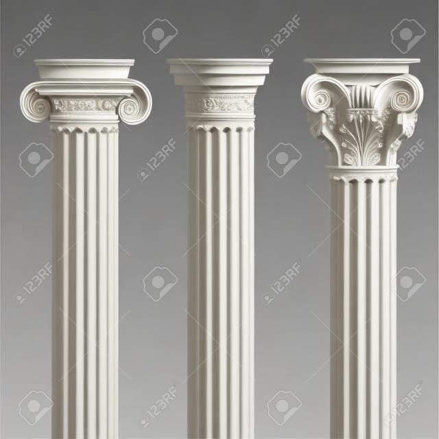 3 kolumny w rÃ³Å¼nych stylach - jonowe, dorycki, koryncki - dla Twoich projektÃ³w architektonicznych