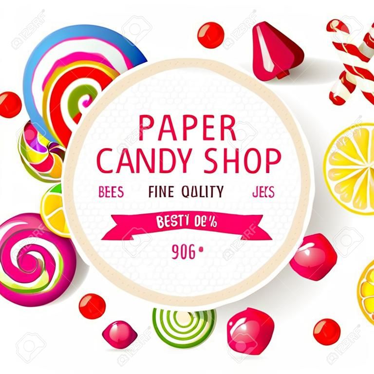 纸糖果店标签与类型设计和螺母