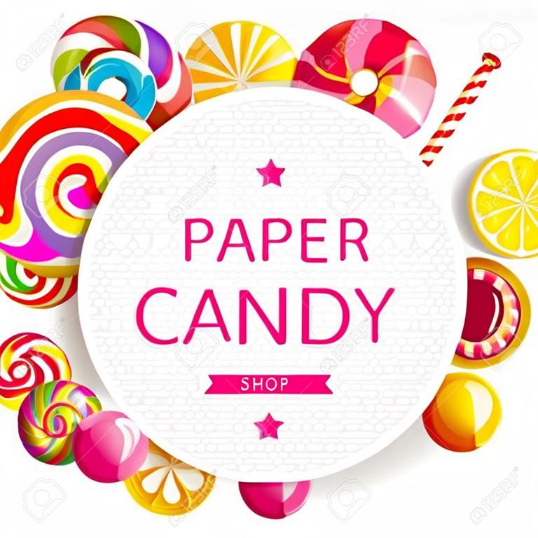 Papír Candy Shop címke típusterv és anyák
