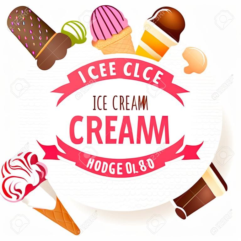 Ice cream shop etichetta con il tipo di progettazione e gelato
