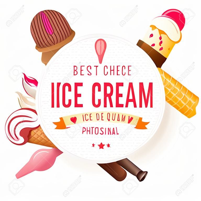 冰淇淋店用標籤式的設計和冰淇淋
