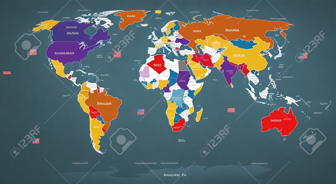 Highly detailed political world map